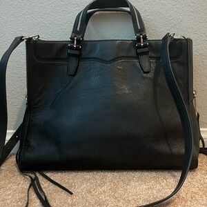 Rebecca Minkoff Classic Black Leather Satchel with Crossbody Strap